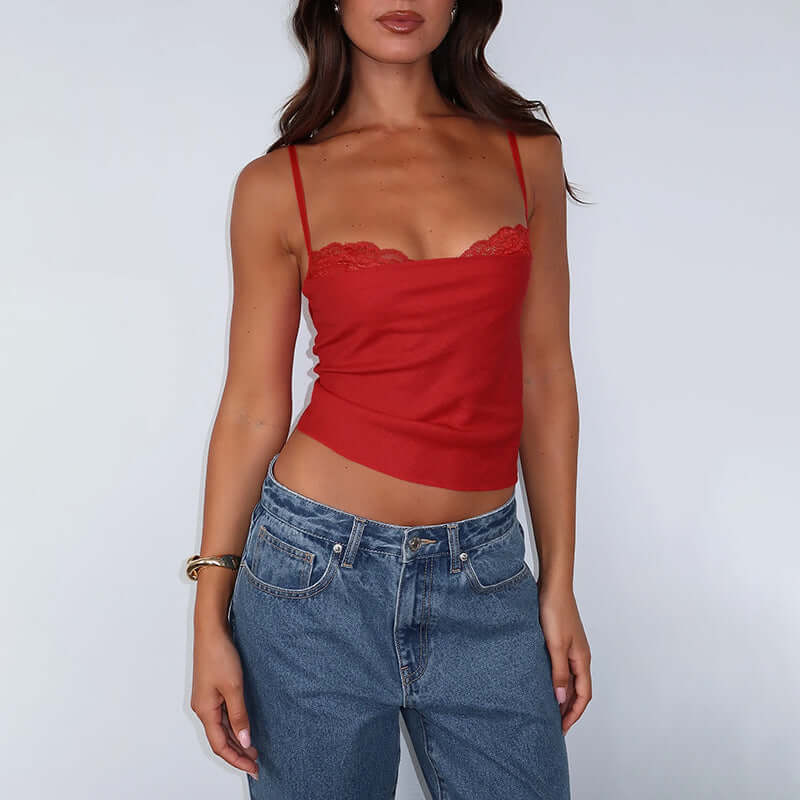 Signature Fit Slim Lace Patchwork Camisole Top